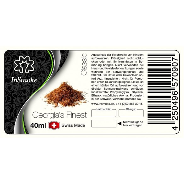 InSmokeGeorgia's finest  Swiss Made Fluid 40ml