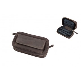 Pfeifentasche Leder Angelo braun 3er