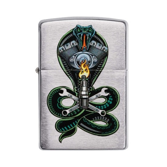 Zippo chrom gebürstet Snake Engine Piston Design Feuerzeug  