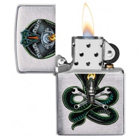 Zippo chrom gebürstet Snake Engine Piston Design Feuerzeug  