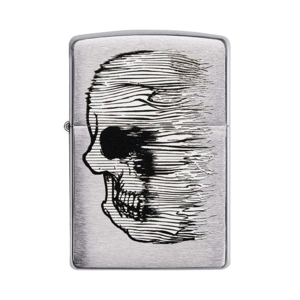 Zippo chrom gebürstet Skull Lined Design Feuerzeug