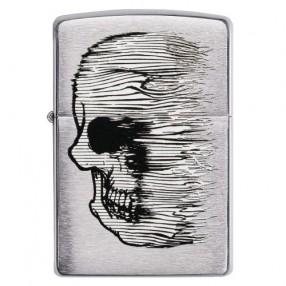 Zippo chrom gebürstet Skull Lined Design Feuerzeug