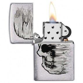 Zippo chrom gebürstet Skull Lined Design Feuerzeug
