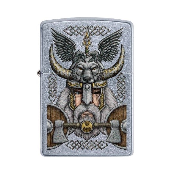 Zippo Street chrom Viking Odin Design Feuerzeug  
